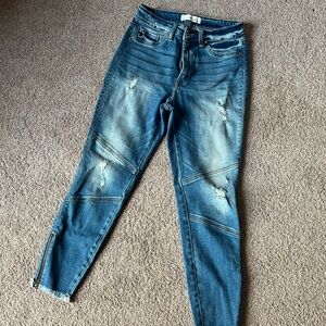 Kancan distressed skinny zipper ankle jeans sz 9 28